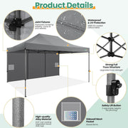 COBIZI 10x20 Heavy Duty Pop up Canopy Tent with 6 sidewalls Easy Up Commercial Outdoor Canopy Wedding Party Tents for Parties All Season Wind & Waterproof Gazebo with Roller Bag,Black(Frame Thickened)