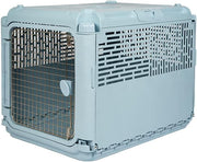 Designs Plastic Kennels Rolling Plastic Airline Approved Wire Door Travel Dog Crate, XXX-Large, Gray