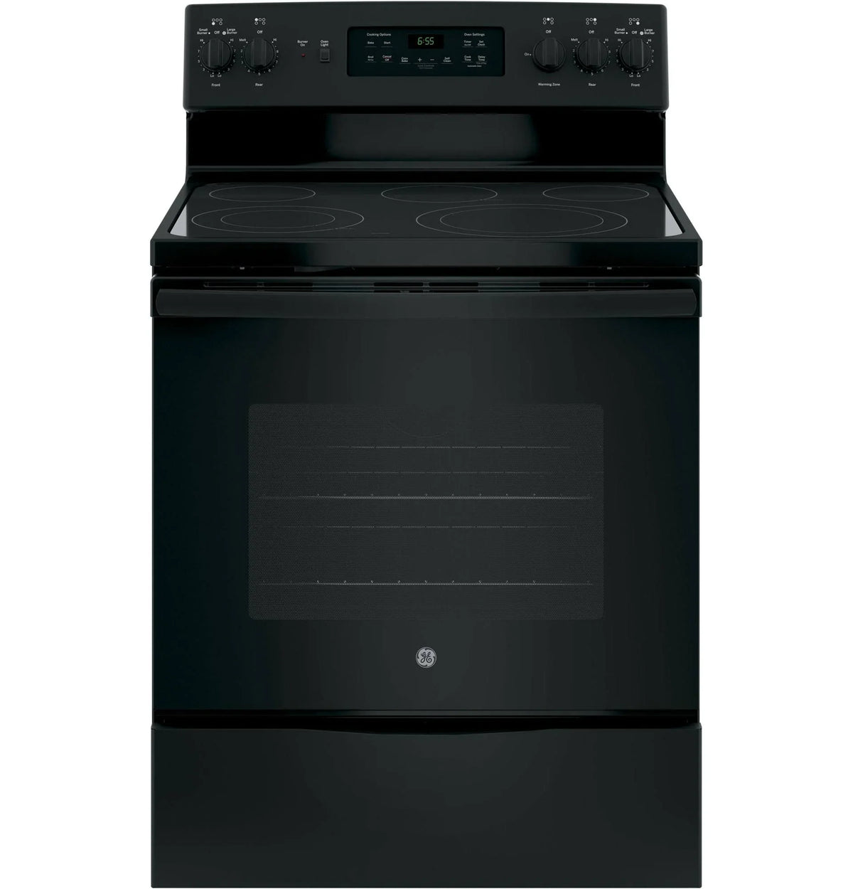 GE 30′′ Freestanding Electric Range, Black – Dual-Element Cooktop, Convection Oven, Self-Cleaning