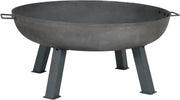 34-Inch Rustic Cast Iron Outdoor Raised Fire Pit Bowl with Handles - Oxidized Finish