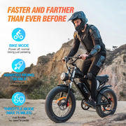 YVY 1500W Electric Bike for Adults, 33MPH 20'' Fat Tire Electric Motorcycle, 48V 20AH Removable Battery, 30 - 60