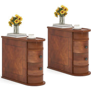 Solid Wood Chairside End Table, Two-Drawer Narrow Side Table Slim