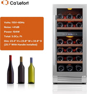 24'' Wine Cooler Refrigerator - 46 Bottle Wine Fridge Dual Zone with Modern Touch Intelligent Digital 40°-65°F Low Noise, Built in or Freestanding Wine Cooler for Home and Kitchen