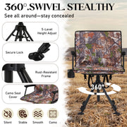 Danrelax 360 Silent Camo Hunting Blind Chair, Armrests, Side Pouch, Telescopic Legs