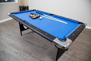Hathaway Fairmont 6 Ft Portable Pool Table, Adults Folding Billiards Tables for Game Room with Easy Foldable Storage, Includes Full Set of Billiard Balls, Cues, Chalk & Brush