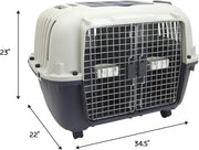 Designs Plastic Kennels Rolling Plastic Airline Approved Wire Door Travel Dog Crate, XXX-Large, Gray