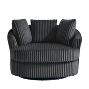 2 Set Oversized 43 W Plush Corduroy Swivel Barrel Chair with Pillows