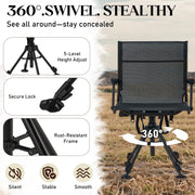 Danrelax 360 Silent Camo Hunting Blind Chair, Armrests, Side Pouch, Telescopic Legs