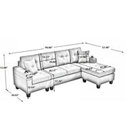 Sectional Sofa Living Room with L Shape Chaise Lounge and cup holder