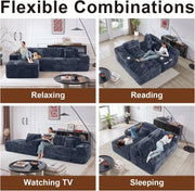 Cloud section sofa with L-shaped recliner modern modular sofa built-in cup holder