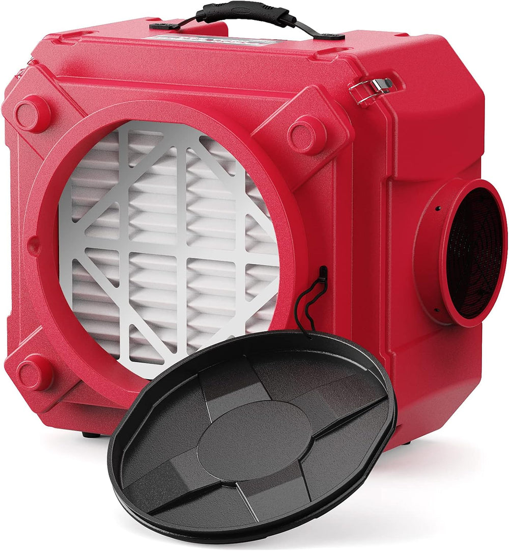 Air Scrubber with 3 Stage Filtration, Stackable Negative Air Machine for Industrial and Commercial Use, Heavy Duty Air Cleaner with MERV-10 Filter, HEPA/Activated carbon Filter, Red