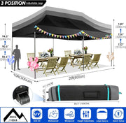 COBIZI 10x20 Heavy Duty Pop up Canopy Tent with 6 sidewalls Easy Up Commercial Outdoor Canopy Wedding Party Tents for Parties All Season Wind & Waterproof Gazebo with Roller Bag,Black(Frame Thickened)