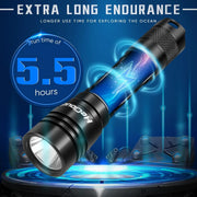 Scuba Diving Flashlight with Rechargeable Dive Light Scuba Diving 5500LM Underwater Flashlight 328ft IPX8 Waterproof 4 Modes Scuba Dive Light with Charger for Submarine Deep Sea Snorkeling