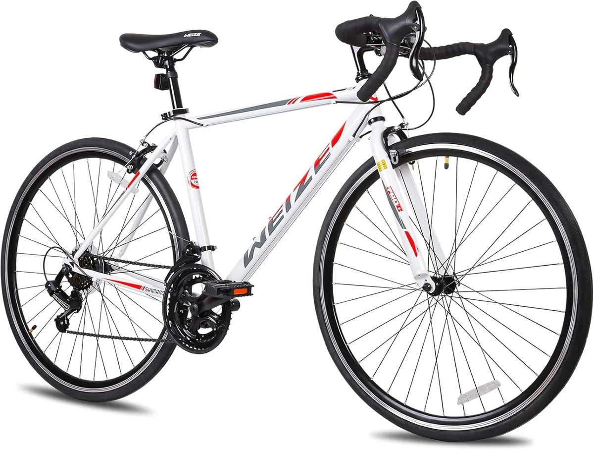 WEIZE Road Bike, 700C Wheel City Commuter Bicycle, Shimano 14 Speed Drop Bar, Racing Adult Bike with Caliper Brakes, High-Carbon Steel Hybrid Bikes