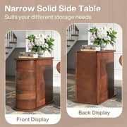 Solid Wood Chairside End Table, Two-Drawer Narrow Side Table Slim