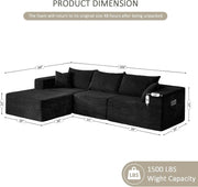 Cloud Sectional Couch with L-Shape Chaise,Modern Modular Sofa with Deep Seat, Upholstered Couches for Living Room Bedroom,No Assembly Required, Beige (Left Facing Chaise)