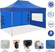 COBIZI 10x20 Heavy Duty Pop up Canopy Tent with 6 sidewalls Easy Up Commercial Outdoor Canopy Wedding Party Tents for Parties All Season Wind & Waterproof Gazebo with Roller Bag,Black(Frame Thickened)