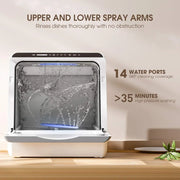 NOVETE portable tabletop dishwasher compact dishwasher with 5-liter built-in water tank