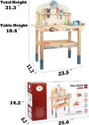 Kids Tool Bench Workshop Workbench with Tool Set Wooden Construction Workbench