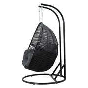 Gardeon Outdoor Egg Swing Chair Wicker Furniture Pod Stand Cushion 2 Seater Grey