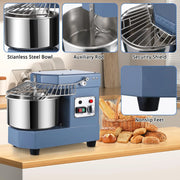 2025  8Qt Commercial Food Mixer, 450W Dual Rotating Dough Kneading Machine w Food-grade Stainless Steel Bowl, Security Shield & Timer, Commercial