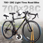 WEIZE Road Bike, 700C Wheel City Commuter Bicycle, Shimano 14 Speed Drop Bar, Racing Adult Bike with Caliper Brakes, High-Carbon Steel Hybrid Bikes