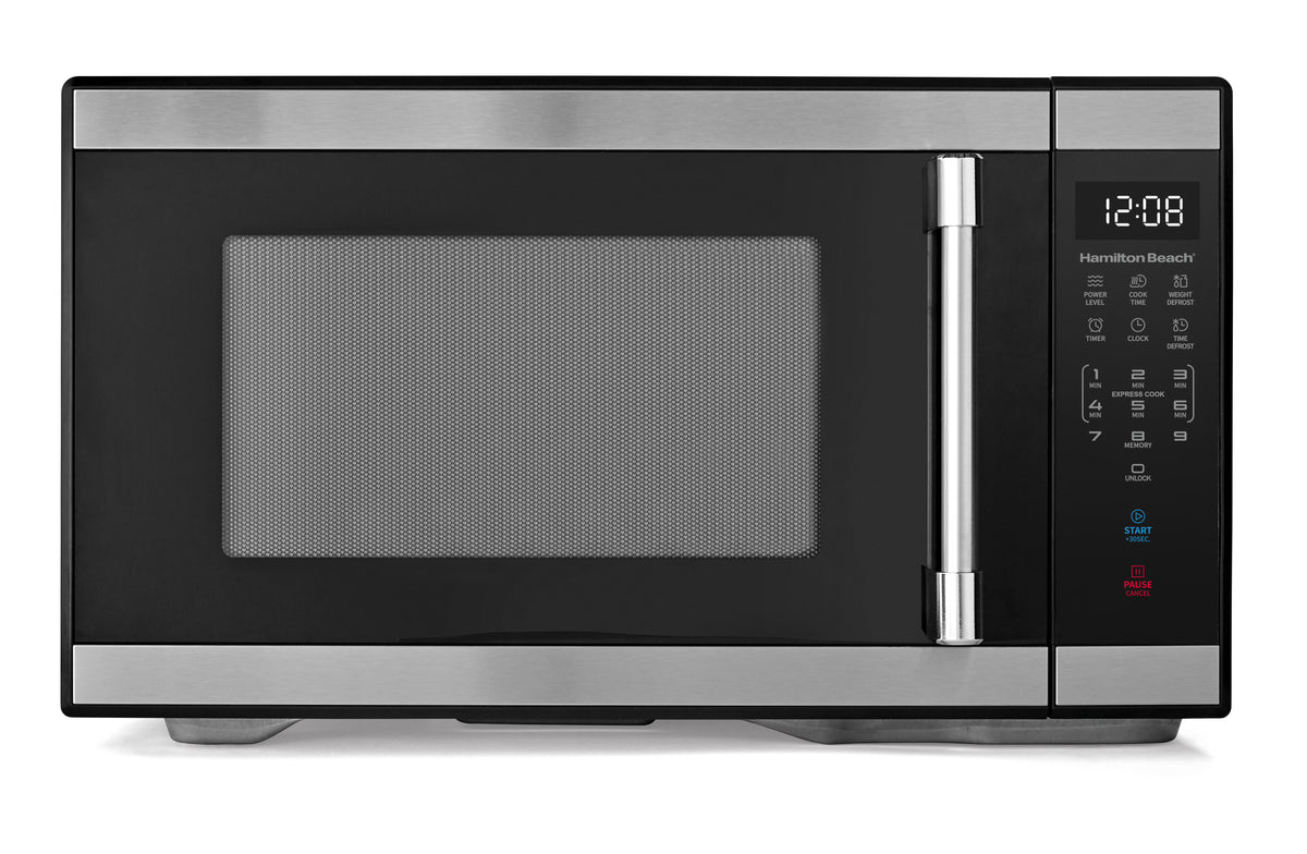 Hamilton Beach 1.1 cu ft Countertop Microwave Oven, Black and Stainless Steel