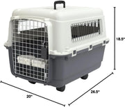 Designs Plastic Kennels Rolling Plastic Airline Approved Wire Door Travel Dog Crate, XXX-Large, Gray