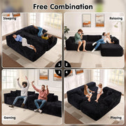 ovios 104" Cloud Sectional Couch with L-Shape Chaise,Modern Modular Sofa with Deep Seat, Upholstered Couches for Living Room Bedroom,No Assembly Required, Grey (Plush Corduroy Fabric)