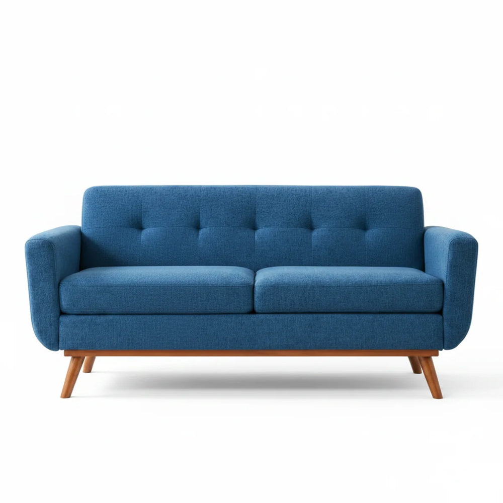 65.2 Inch Blue Button Tufted Loveseat Sofa