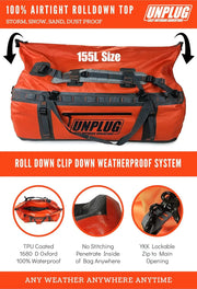 UNPLUG Ultimate Adventure Bag -1680D Heavy Duty Waterproof Travel Duffel Bags for Camping, Motorcycle Dry Bag, Waterproof Bags for Boating, Waterproof Duffle Backpack,Tactical Duffle Bag