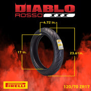 Pirelli Diablo Rosso III 120/70ZR17 Front & 240/45 ZR17 Rear Tire with Keychain