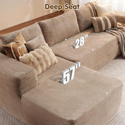 ovios 104" Cloud Sectional Couch with L-Shape Chaise,Modern Modular Sofa with Deep Seat, Upholstered Couches for Living Room Bedroom,No Assembly Required, Grey (Plush Corduroy Fabric)