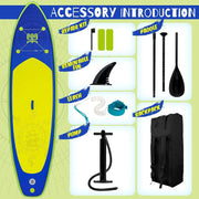 FunWater Inflatable Stand Up Paddle Board with Premium SUP Paddle Accessories, Non-Slip EVA Deck, 11'/10'6' Paddle