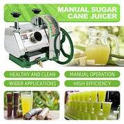 TRY YEAN Manual Sugarcane Juice Machine, Professional Stainless Steel Sugar Cane Juicer, 110LBS Output per Hour with 2 Inch Large Inlet Extractor, Handwheel Sugar Canes Squeezer for Commercial Home: Home & Kitchen
