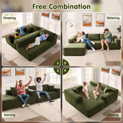 ovios 104" Cloud Sectional Couch with L-Shape Chaise,Modern Modular Sofa with Deep Seat, Upholstered Couches for Living Room Bedroom,No Assembly Required, Grey (Plush Corduroy Fabric)