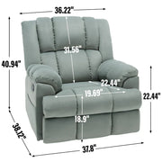 Lazy Boy Swivel Rocker Fabric Recliner Chair, Overstuffed Large Manual Recliner Glider with Pillow Top Arms and Cushion Back