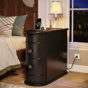 Solid Wood Chairside End Table, Two-Drawer Narrow Side Table Slim