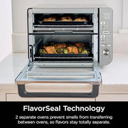 Ninja Countertop Oven Double Stack XL & Air Fryer with Pro Cook System, 12 in 1, Flexdoor, FlavorSeal, SMART FINISH with DualZone Technology, Air Fryer, Bake, Broil, Reheat, Stainless Steel, DCT651