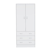19 Modern Double-door Armoire with 3 Drawers and 1 Hanging Rod for Bedroom