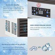 YUTGMasst Commercial Ice – 110LBS/24H Stainless Steel Free-Standing Ice Machine Maker Air Cooling Ice