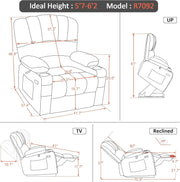 Heated Lift Recliner for Seniors with USB & Cup Holders