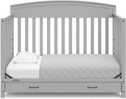 5-in-1 Convertible Baby Bed (with drawers, white) - Green Guardian Gold Certification, built-in baby bed storage drawer, convertible to toddler bed, day bed and full-size bed