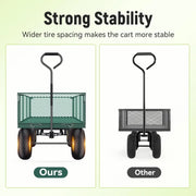 Steel Garden Cart, 2-in-1 1400 lbs Heavy Duty Utility Wagon, with Removable Mesh Sides to Convert into Flatbed, 240 U-Turn 13" Pneumatic Tires Garden Wagon for Farm Yard Lawn Garden Camping