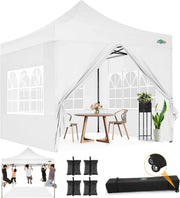COBIZI 10x20 Heavy Duty Pop up Canopy Tent with 6 sidewalls Easy Up Commercial Outdoor Canopy Wedding Party Tents for Parties All Season Wind & Waterproof Gazebo with Roller Bag,Black(Frame Thickened)