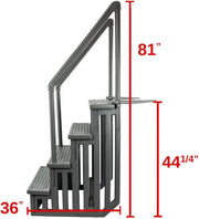 Select Anti-Slip in-Pool Steps | Gray | for Above Ground Swimming Pools | Can Mount to Decks 48" to 54" H | Safety Stairs Capacity Up to 300 lbs