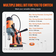 Mag Drill Press, 1550W 2" Boring Diameter, 2922lbf Power Magnetic Drill, 500 PRM, 10-Speed, Electric Drilling Machine for Metal Surface, Industrial and Home Improvement