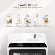 NOVETE portable tabletop dishwasher compact dishwasher with 5-liter built-in water tank