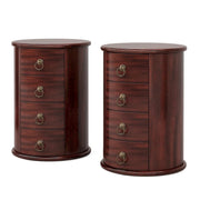 No Assembly Solid Wood End Table, Vintage Round Side Drawers Table