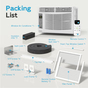 Window Air Conditioner 6000 BTU Cool to 250 Sq Ft Intelligent, LED, Remote Control, Easy to Clean Filter Screen, Can